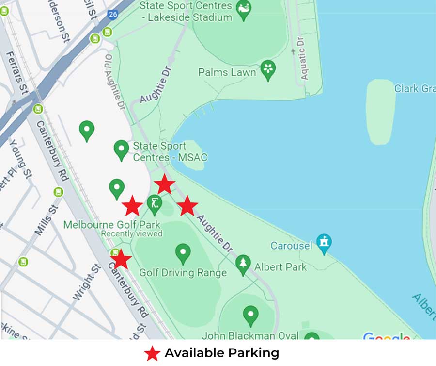 Melbouren Golf Park Parking Options