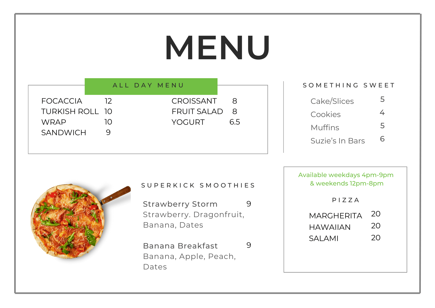 cafe menu